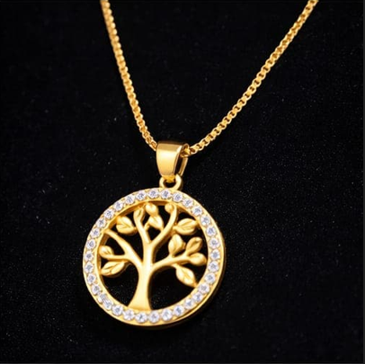 Golden Tree of Life Pendant Necklace