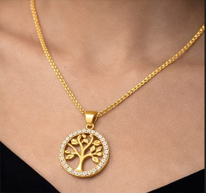 Golden Tree of Life Pendant Necklace