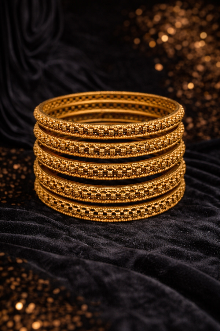 Classic Antique Gold Bangles Set – Timeless Elegance Collection