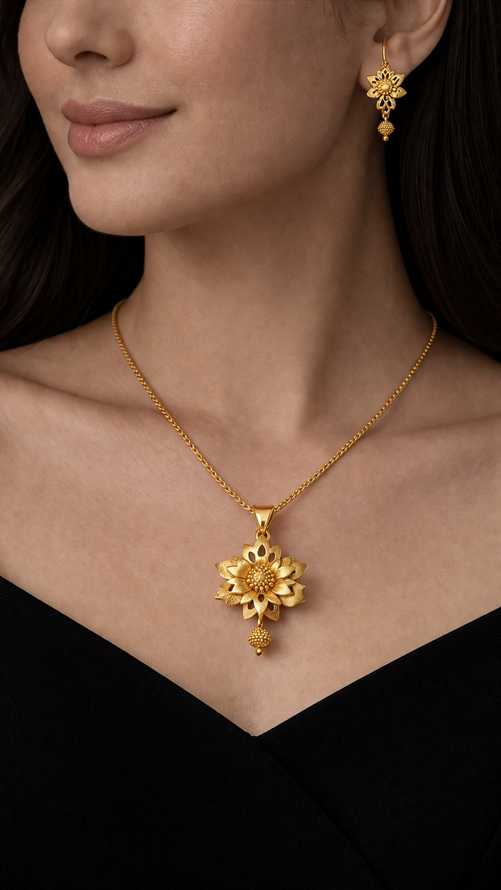 Floral Gold Drop Earrings
