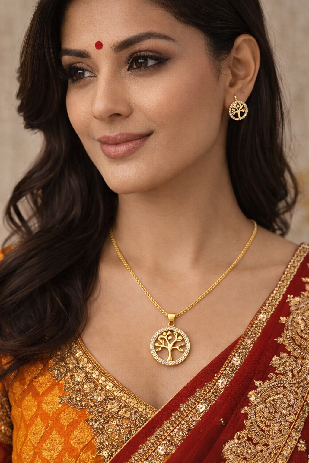 Golden Tree of Life Pendant Necklace