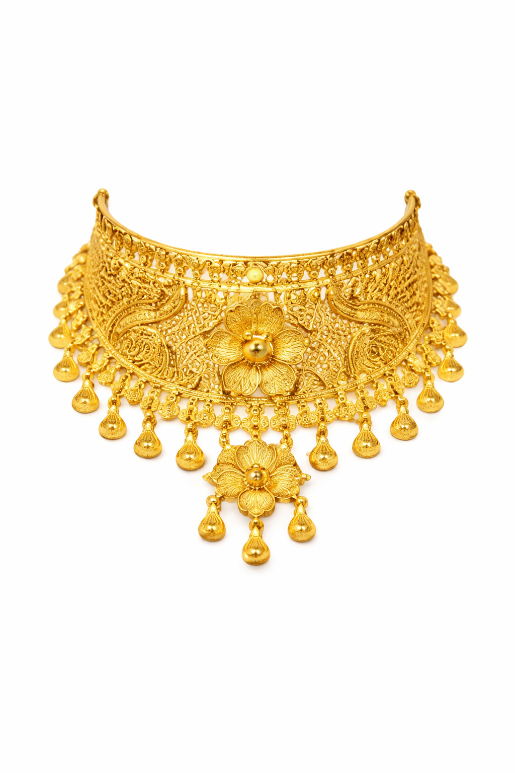 Elegant Floral paper Gold Choker Necklace Set