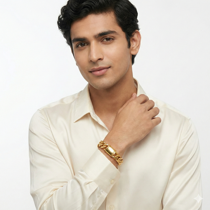 Men’s Cuban Design Golden Havy Bracelet