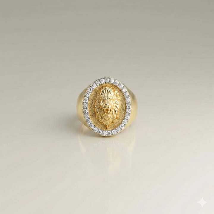 Men gold ring, Gold Lion ring