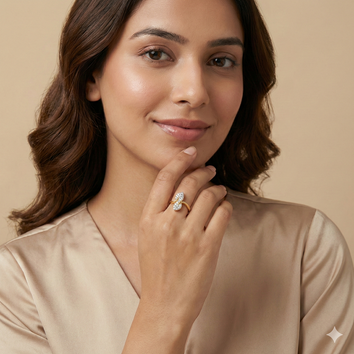 Marquise Round Shape Natural Diamonds Wedding Ring